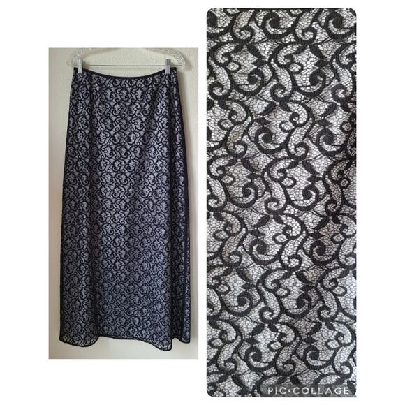 Vintage Goth Lace Overlay Crochet Maxi Skirt SZ 10 Black Witchy Y2K Lined Cachet - Picture 1 of 11